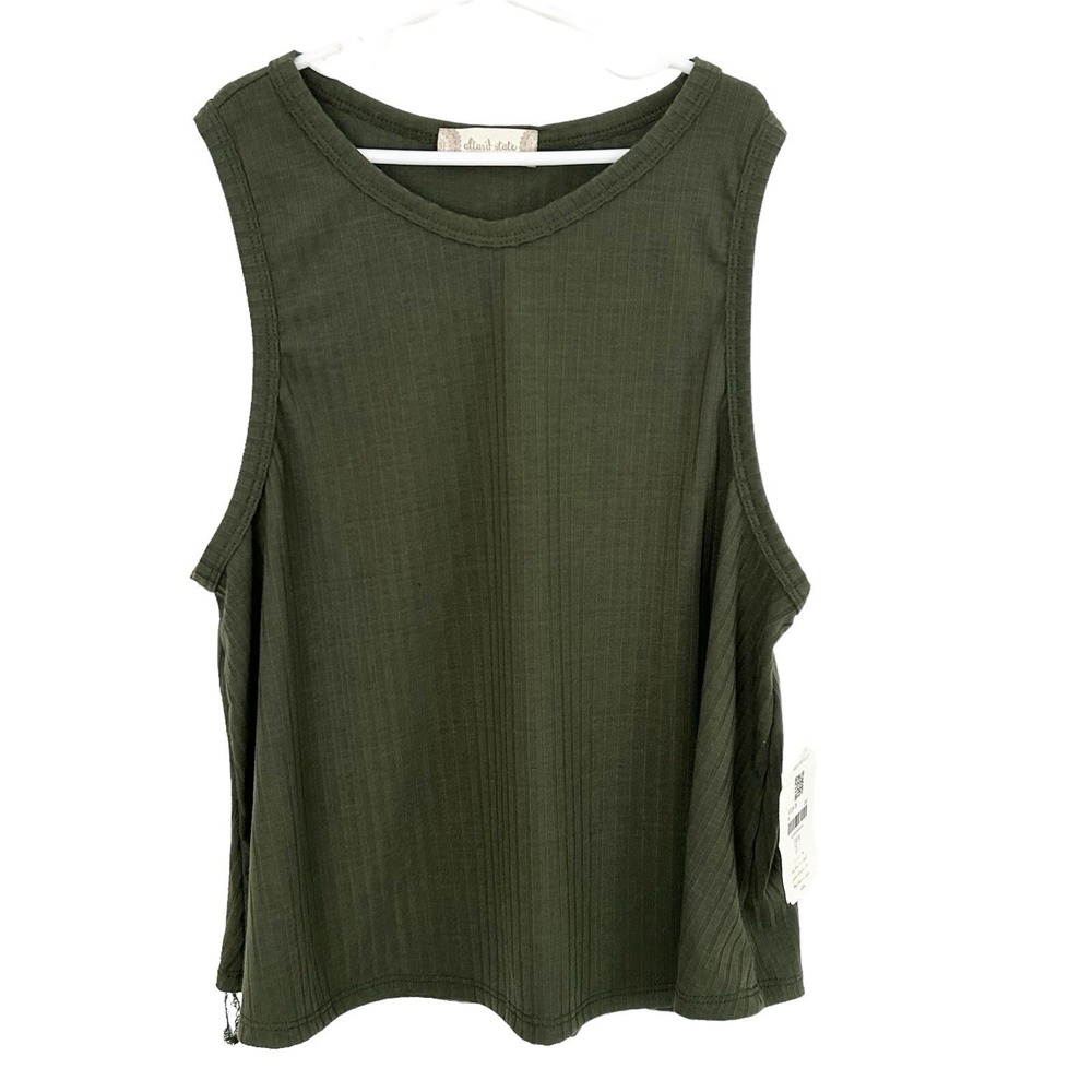 ALTAR'D STATE Knit TOP New M Olive Green Tank Layering Cropped Ribbed $40 Y2K